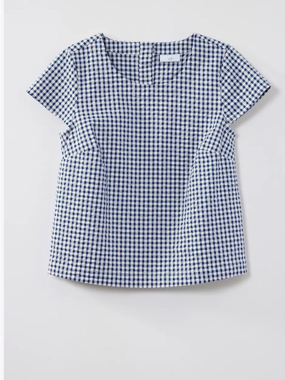 J. Jill Navy and White Gingham Short Sleeve Top-size m